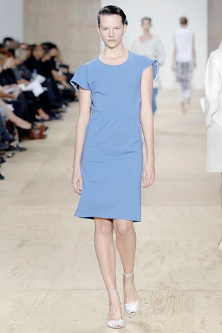 fitted blue cotton dress