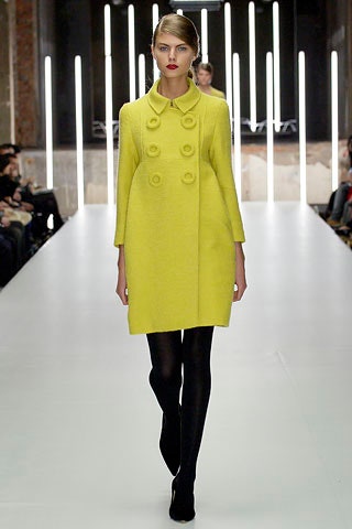 fitted yellow wool coat