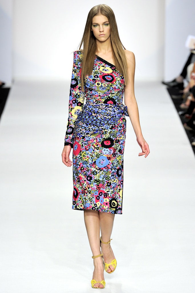 fitted floral asymmetric midi dress