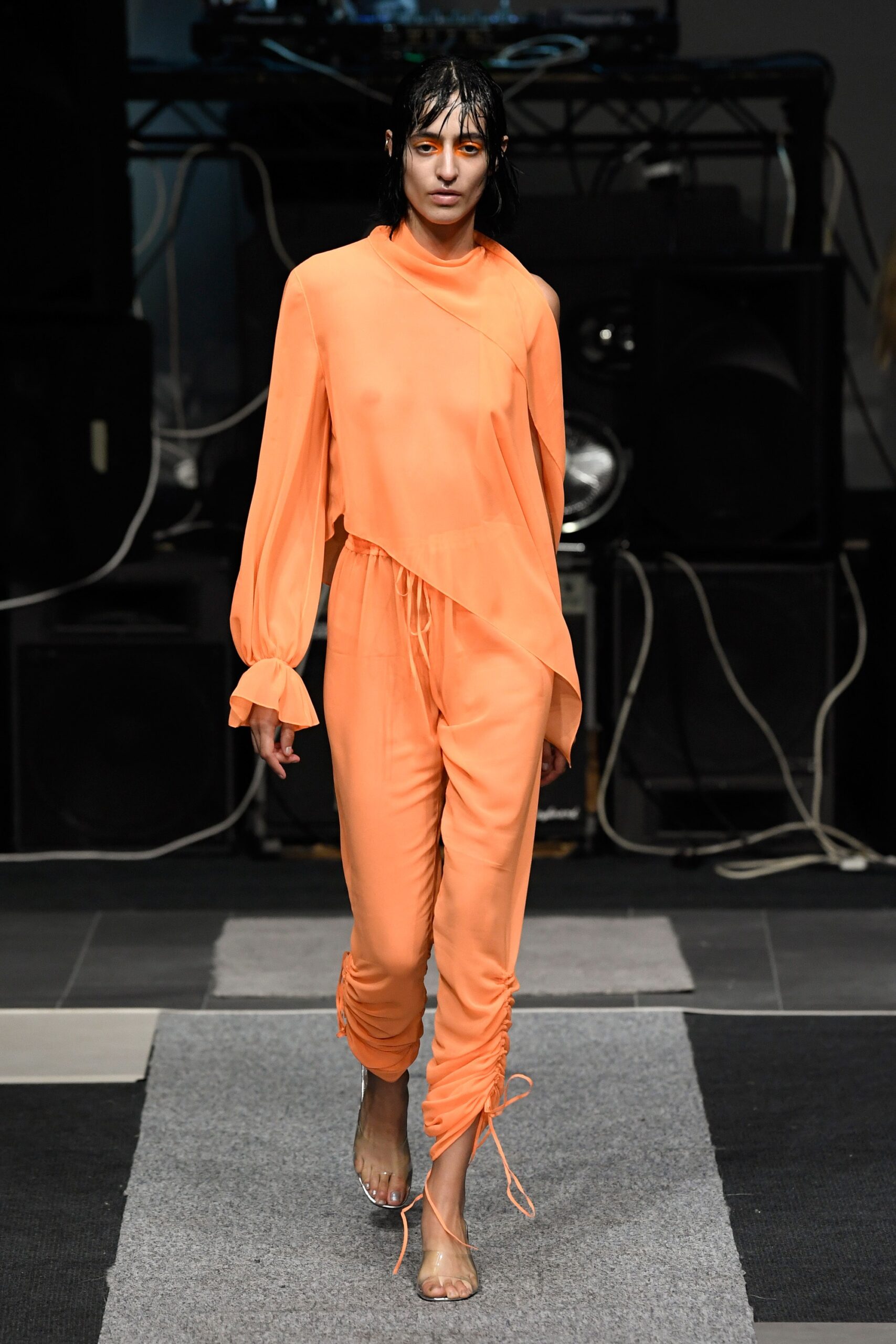 orange silk relaxed jumpsuit