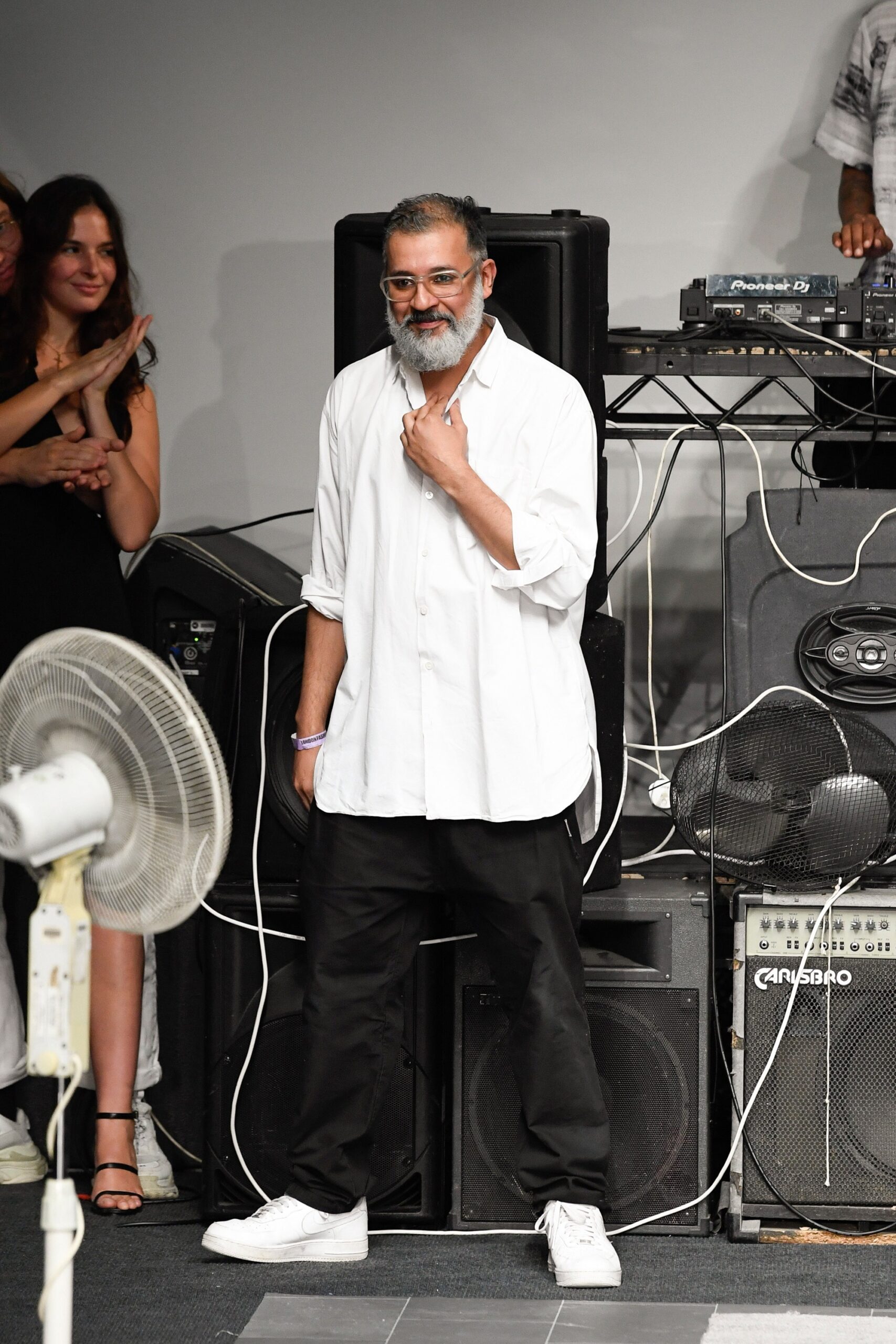 white shirt black pants