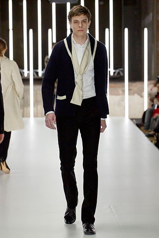 navy blazer white shirt black pants