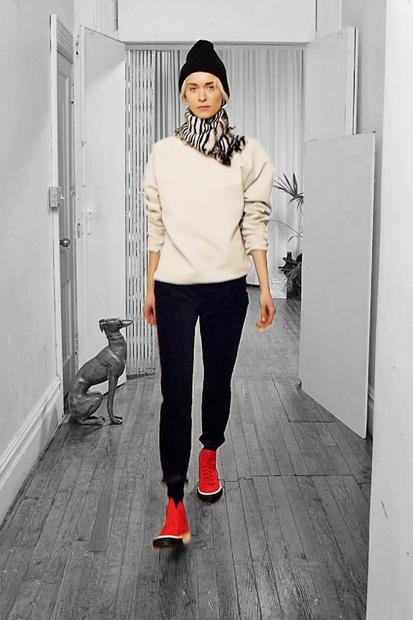 black striped scarf