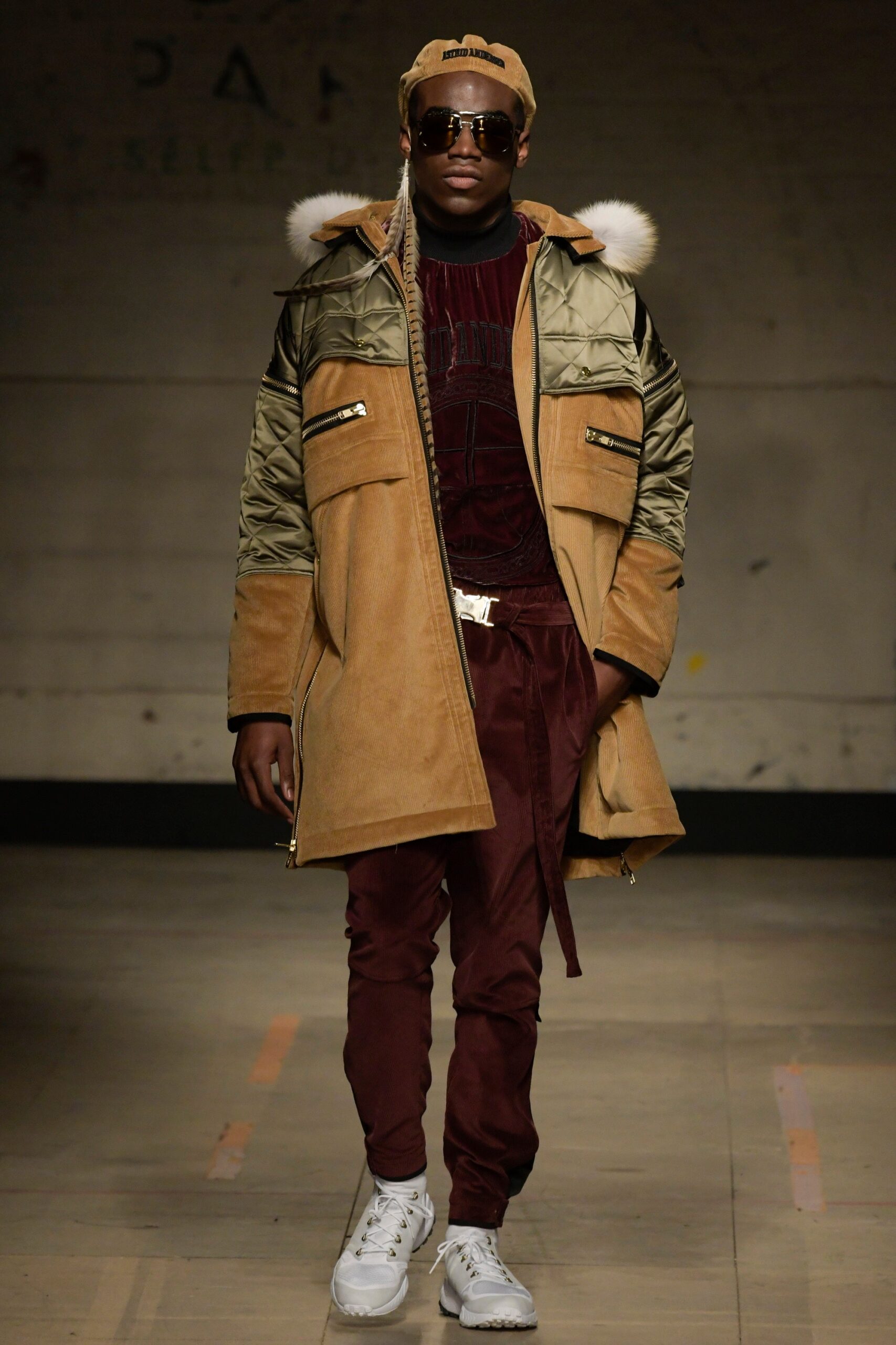 green and brown relaxed coat