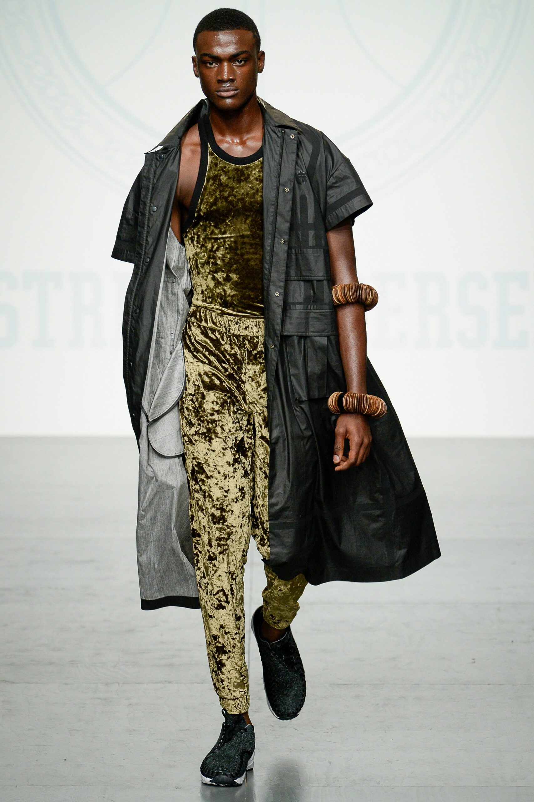 black coat green velvet outfit