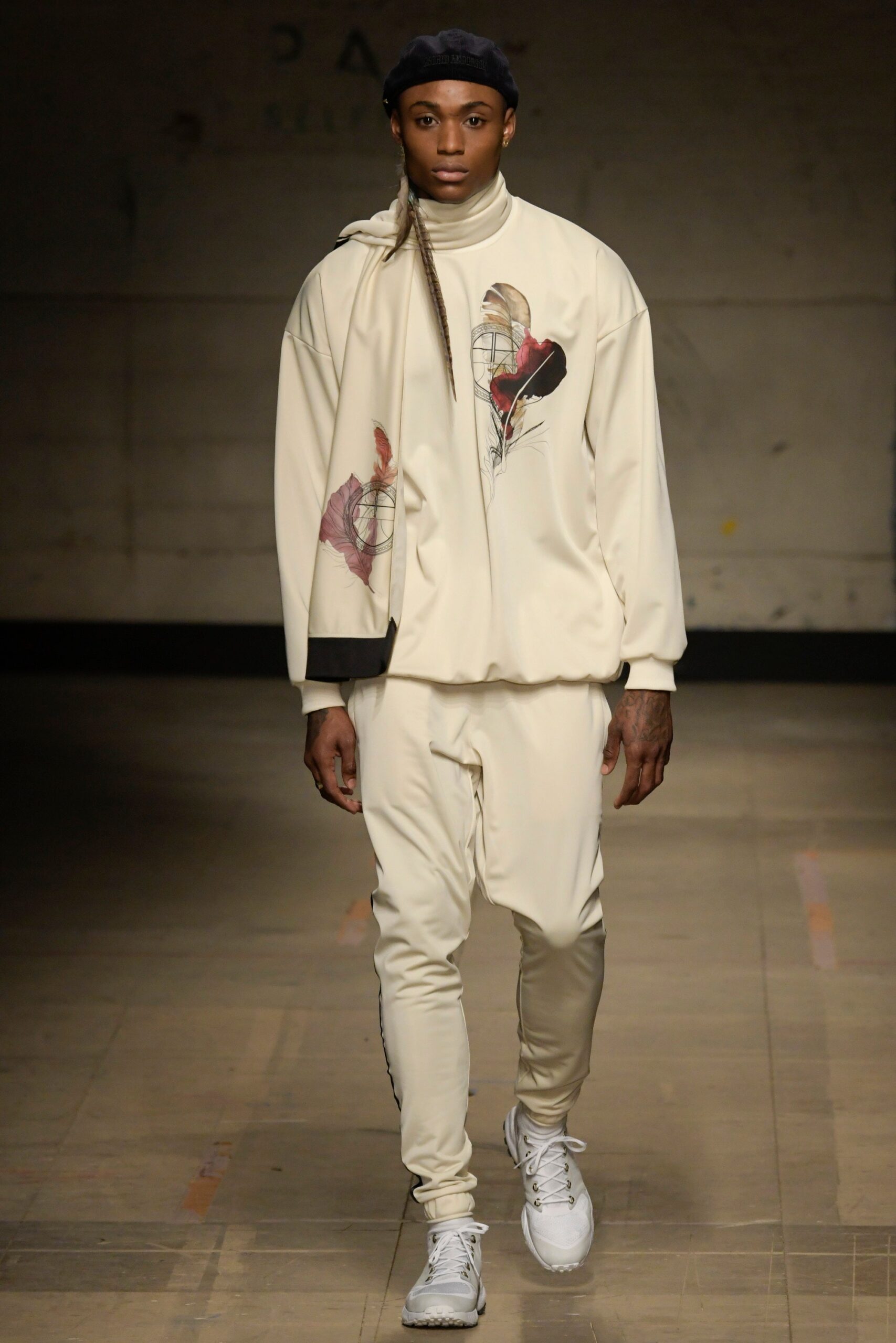 beige cotton long-sleeve collared relaxed printed jacket