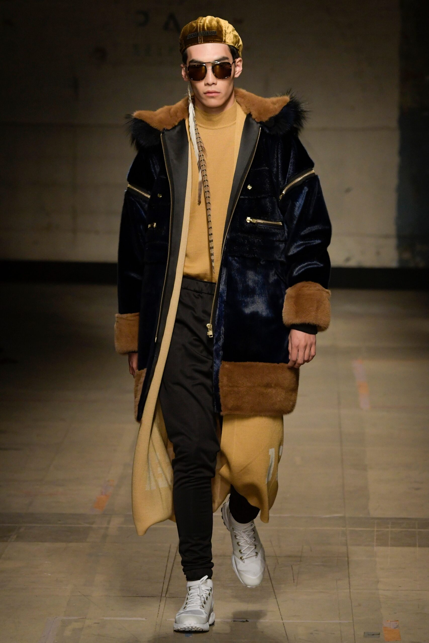 blue velvet long-sleeve collared relaxed zippered coat