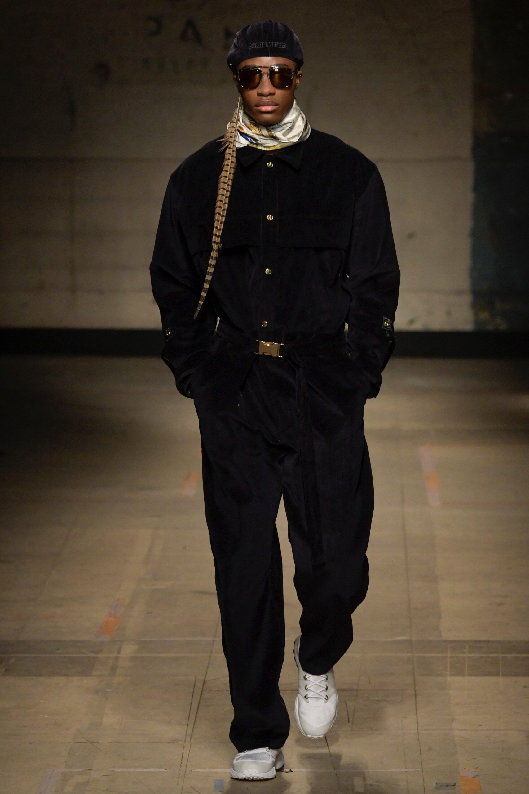 black relaxed jumpsuit with accessories