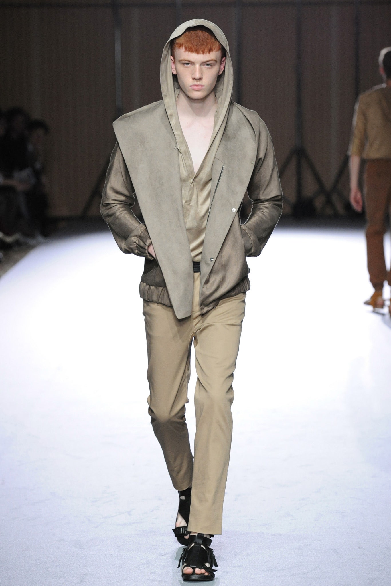 gray suede hooded jacket