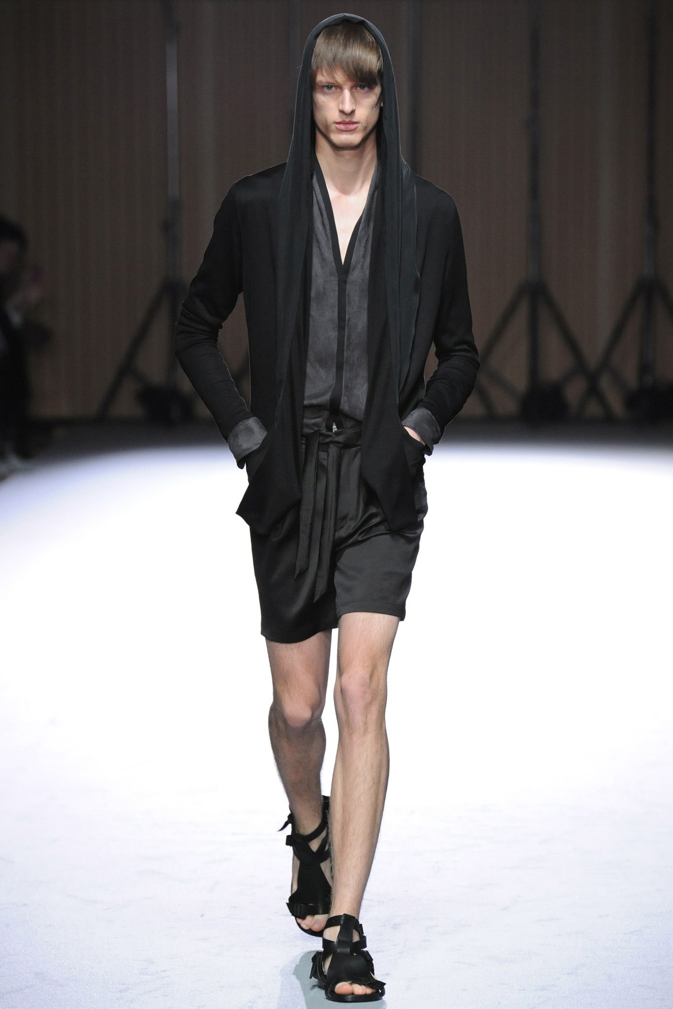 black fitted jacket and shorts