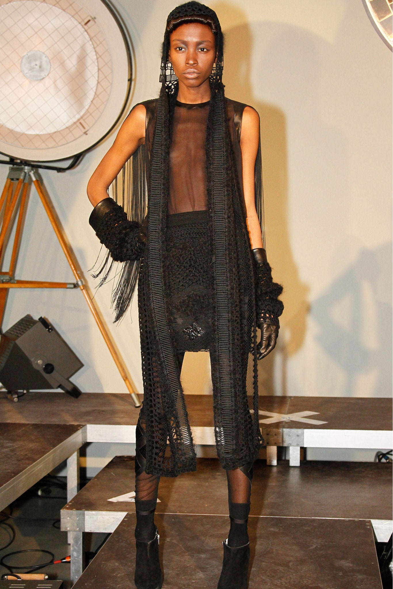black sheer layered dress