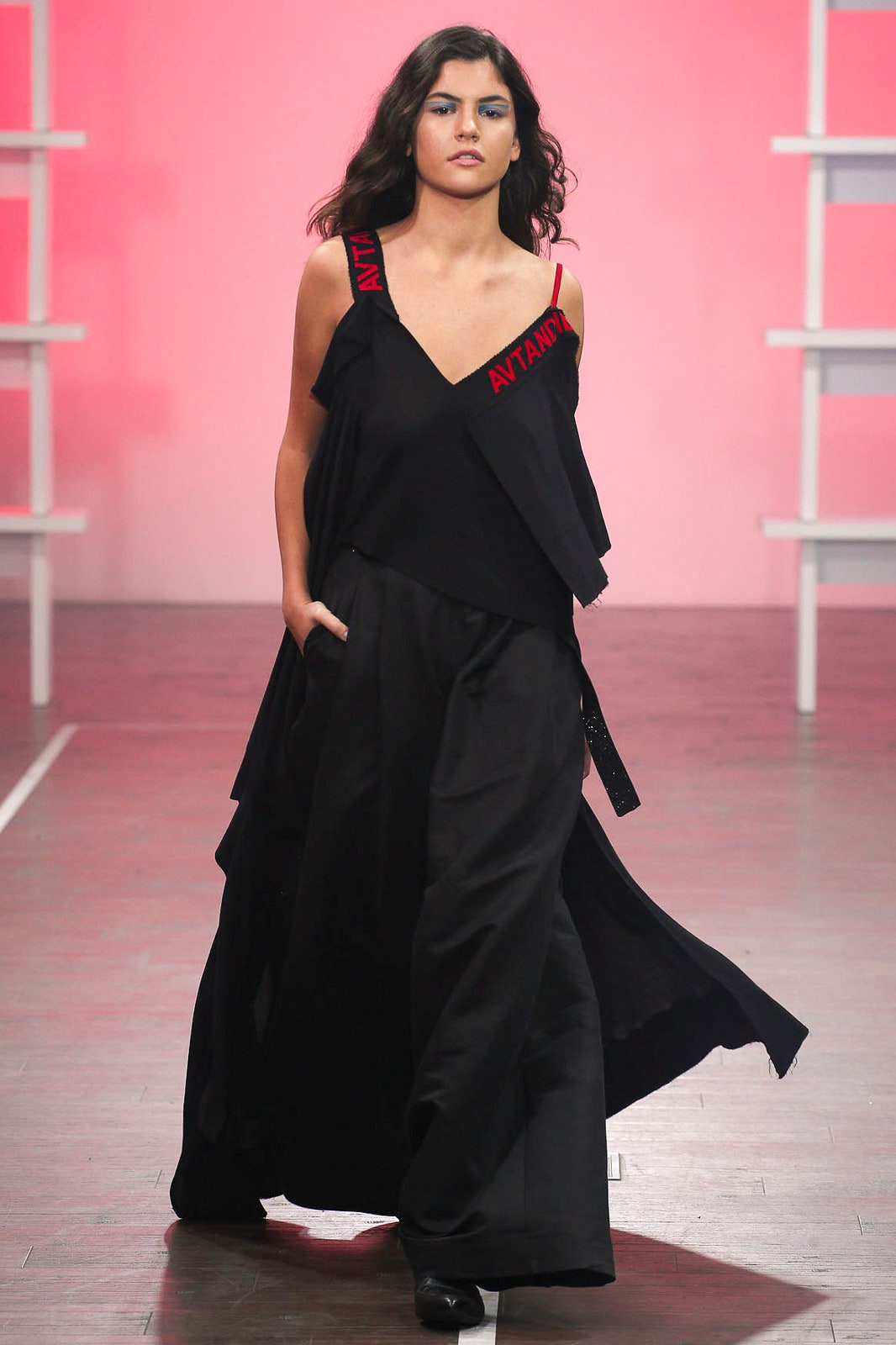 black asymmetric layered dress