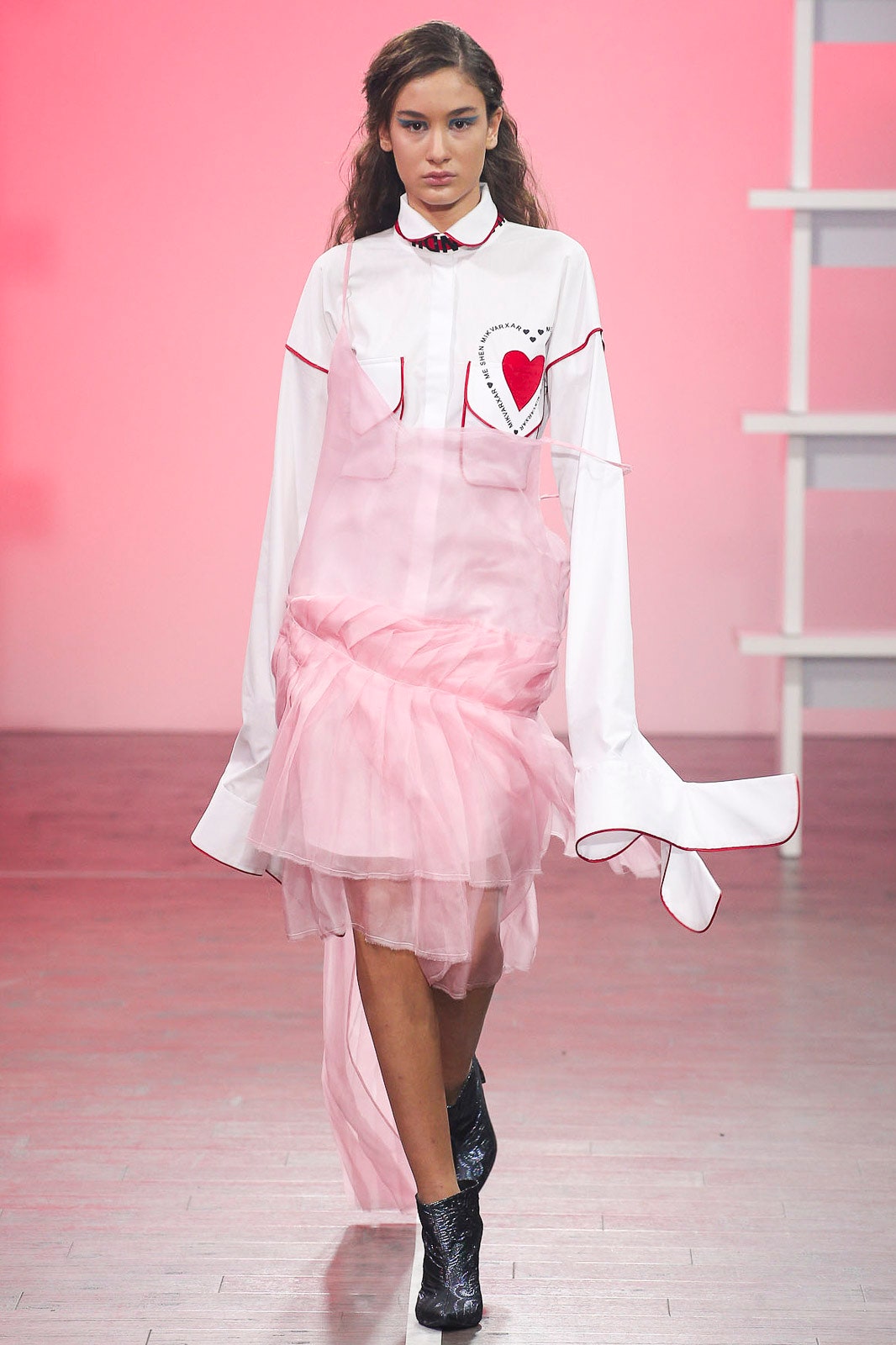 white and pink layered dress