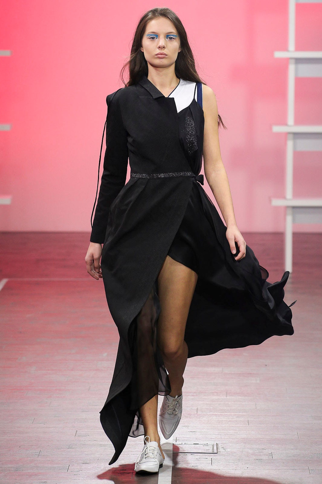 black asymmetric maxi dress