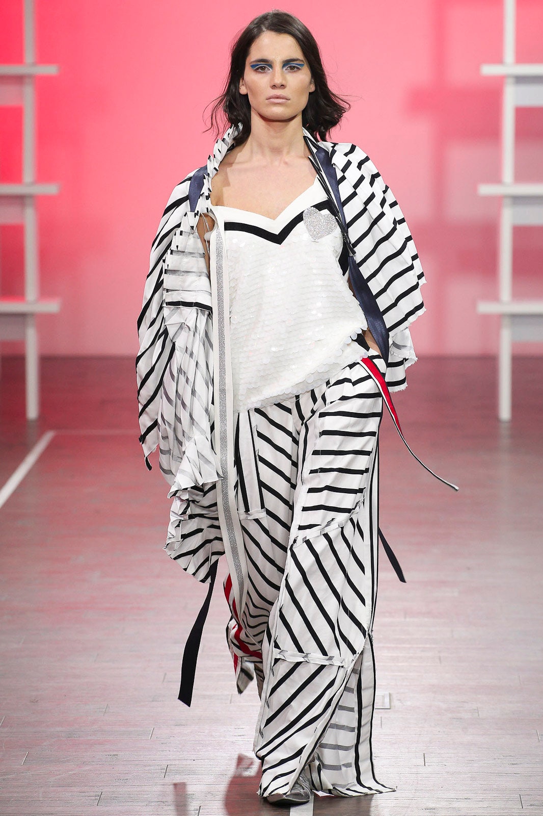 striped silk top and pants