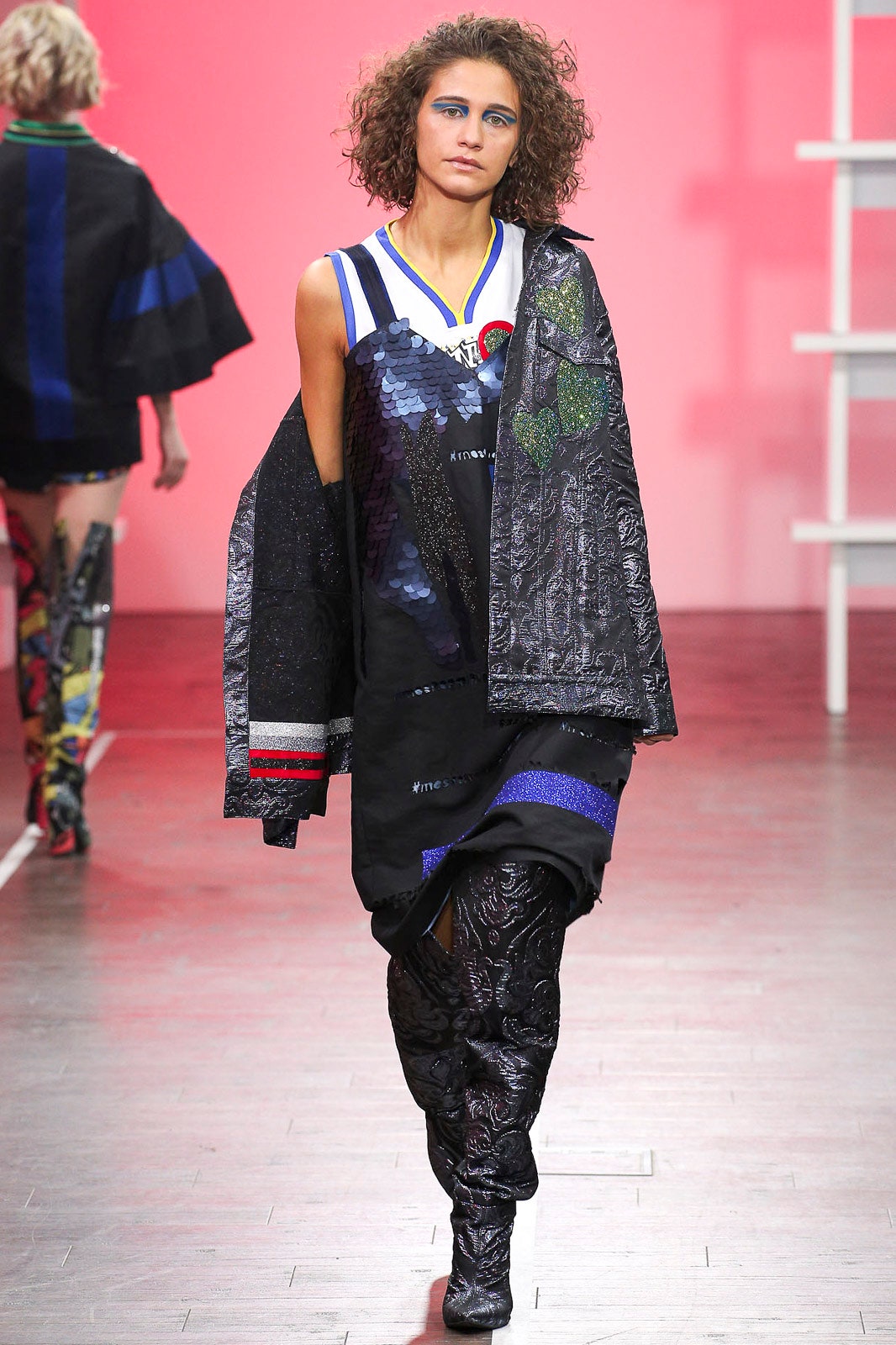 black layered midi dress with boots