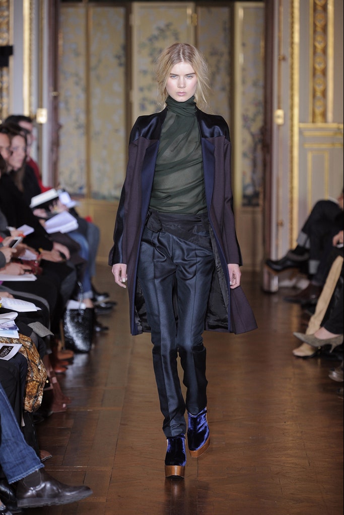 black silk coat with green top