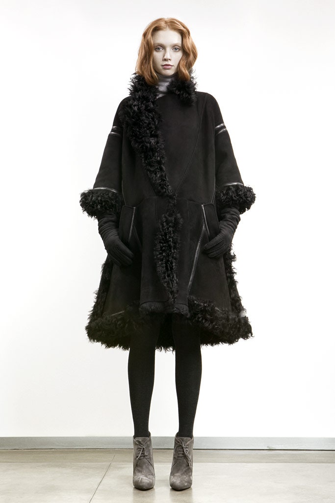 black faux-fur relaxed coat