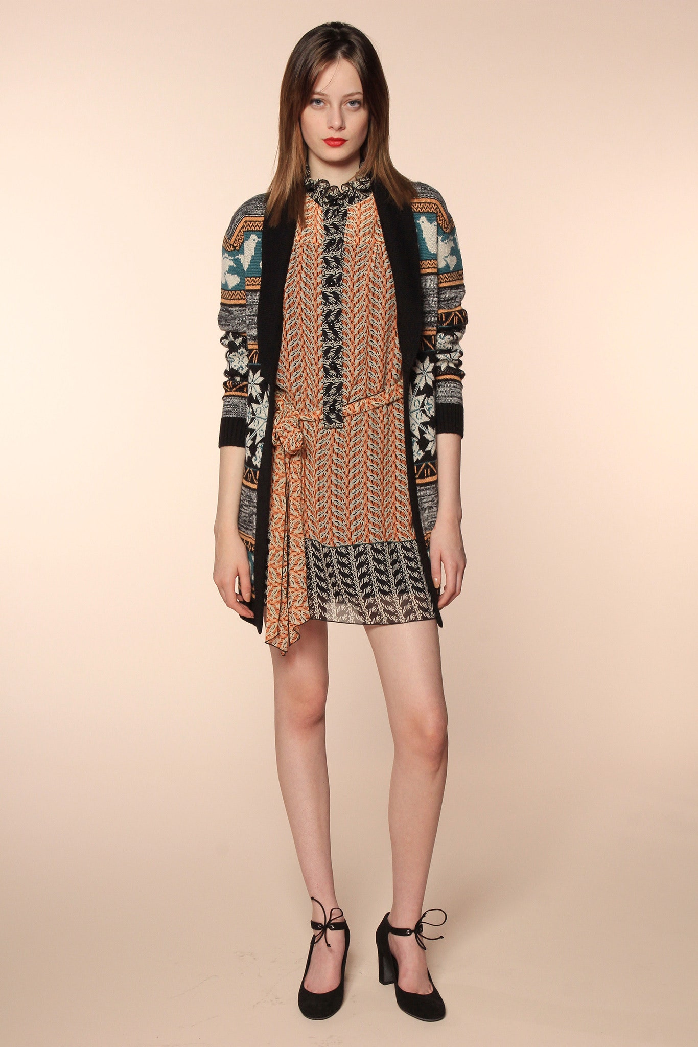 mini dress with embroidered cardigan