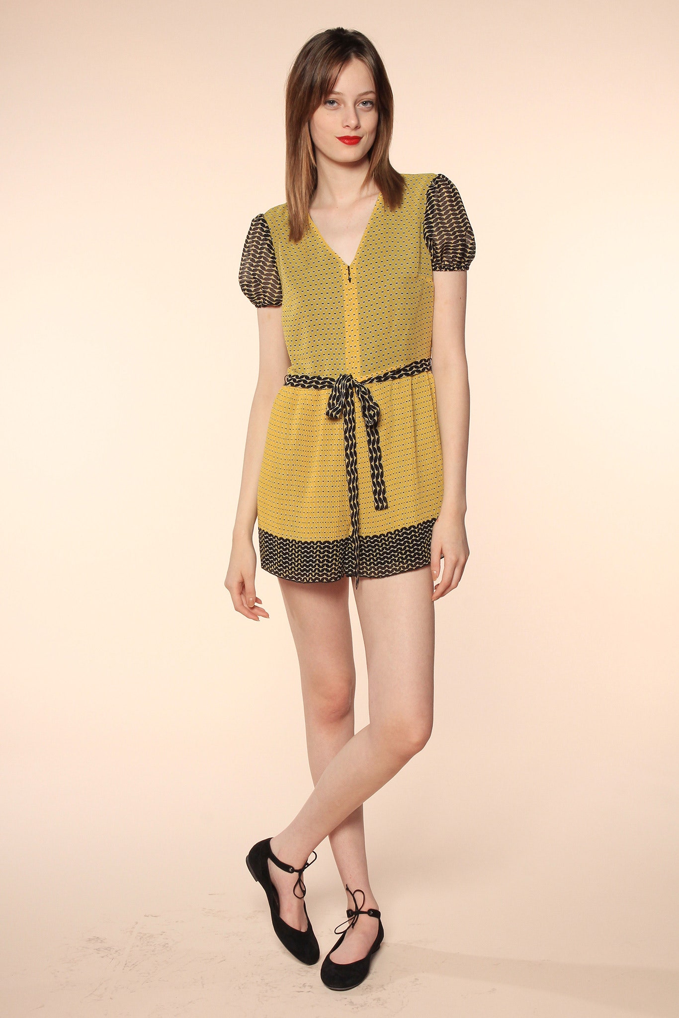 yellow and black fitted dress
