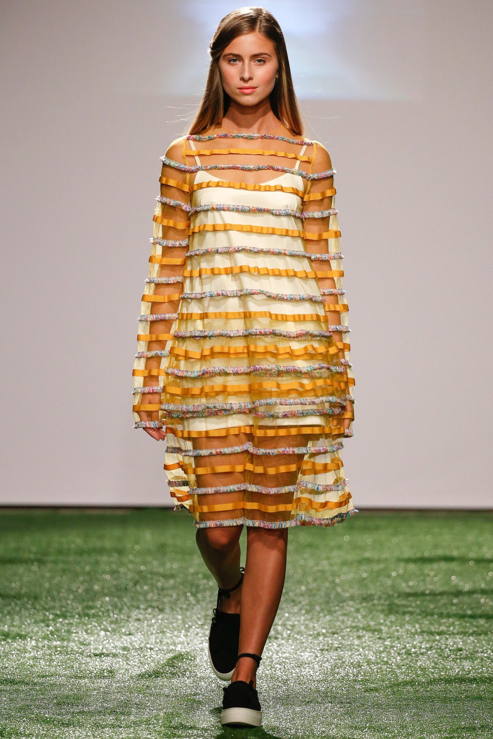 sheer ruffled organza midi dress
