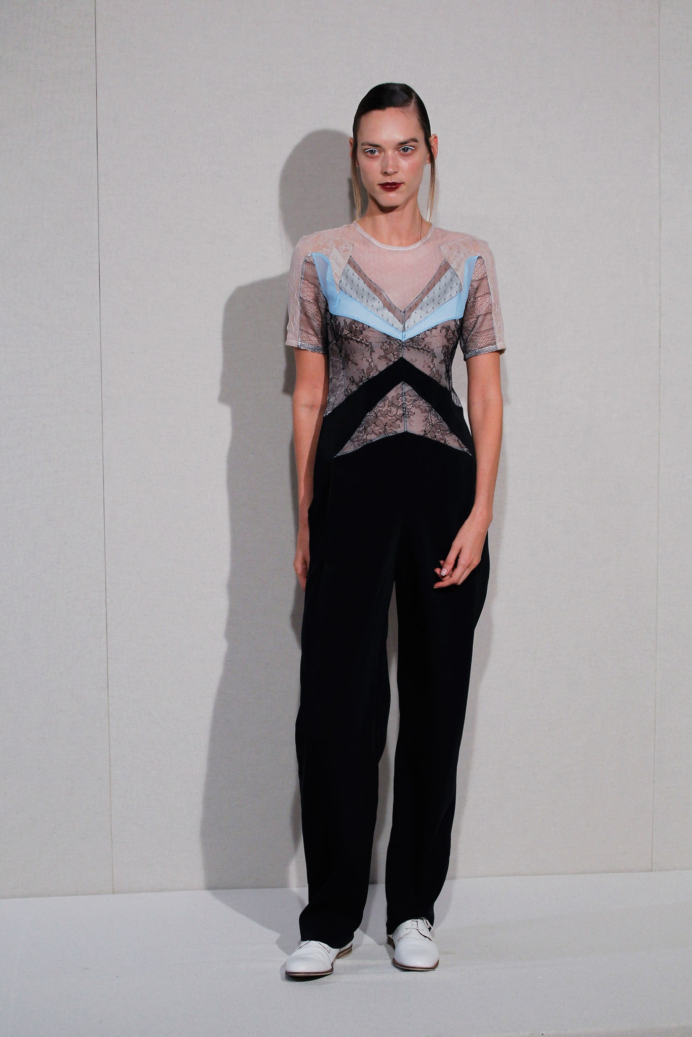 black and blue color-blocked jumpsuit