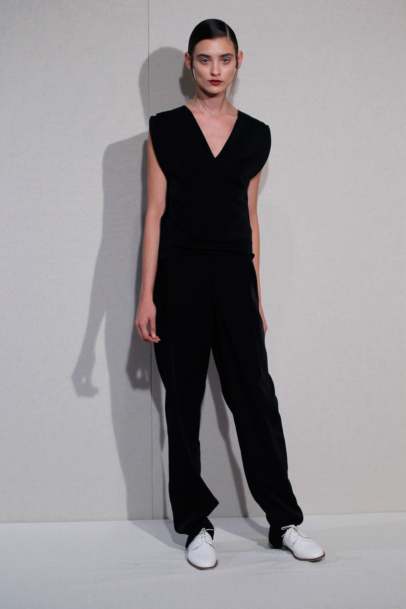 black fitted top and pants