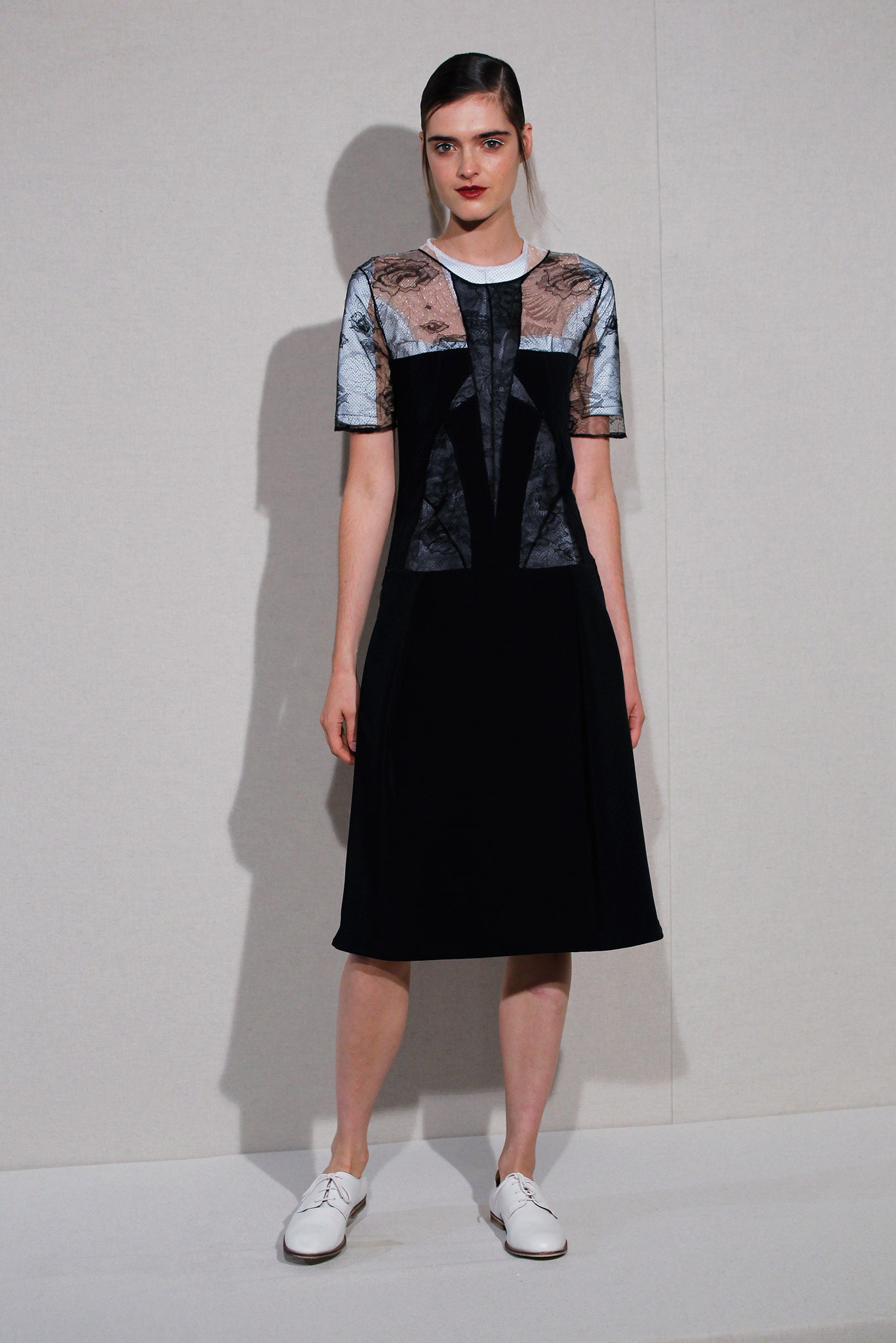 black and blue fitted dress