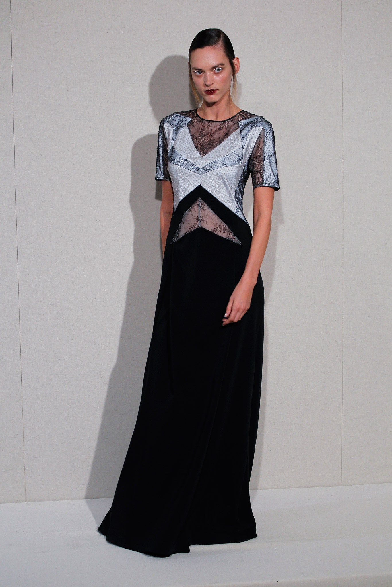 black and white fitted gown