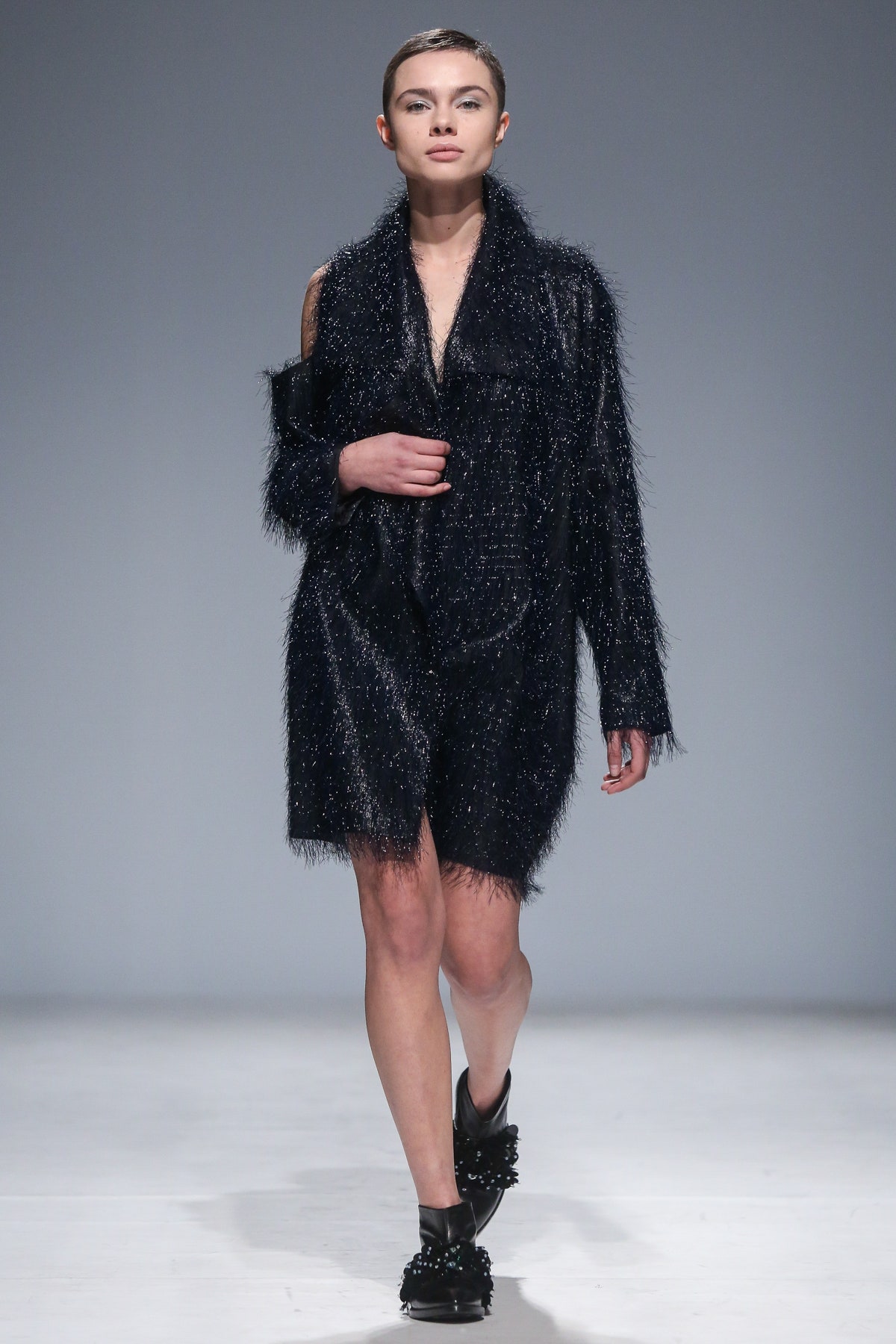 black fur relaxed coat
