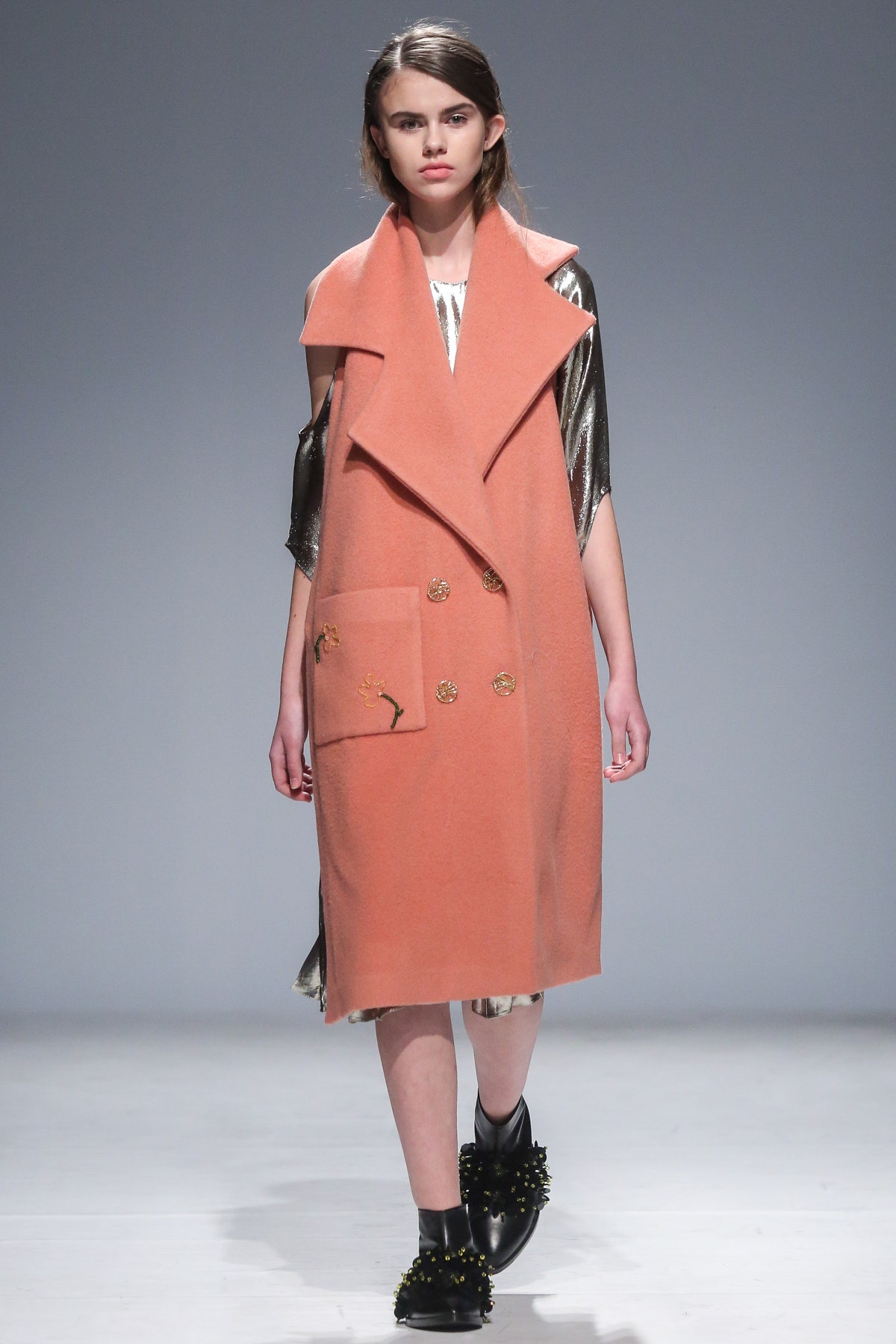 orange wool coat with pockets