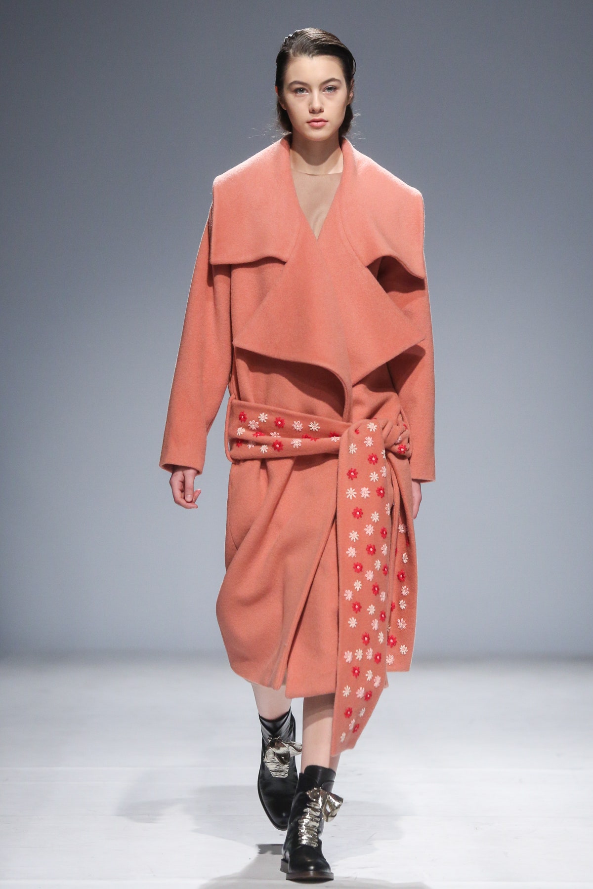 pink wool relaxed coat