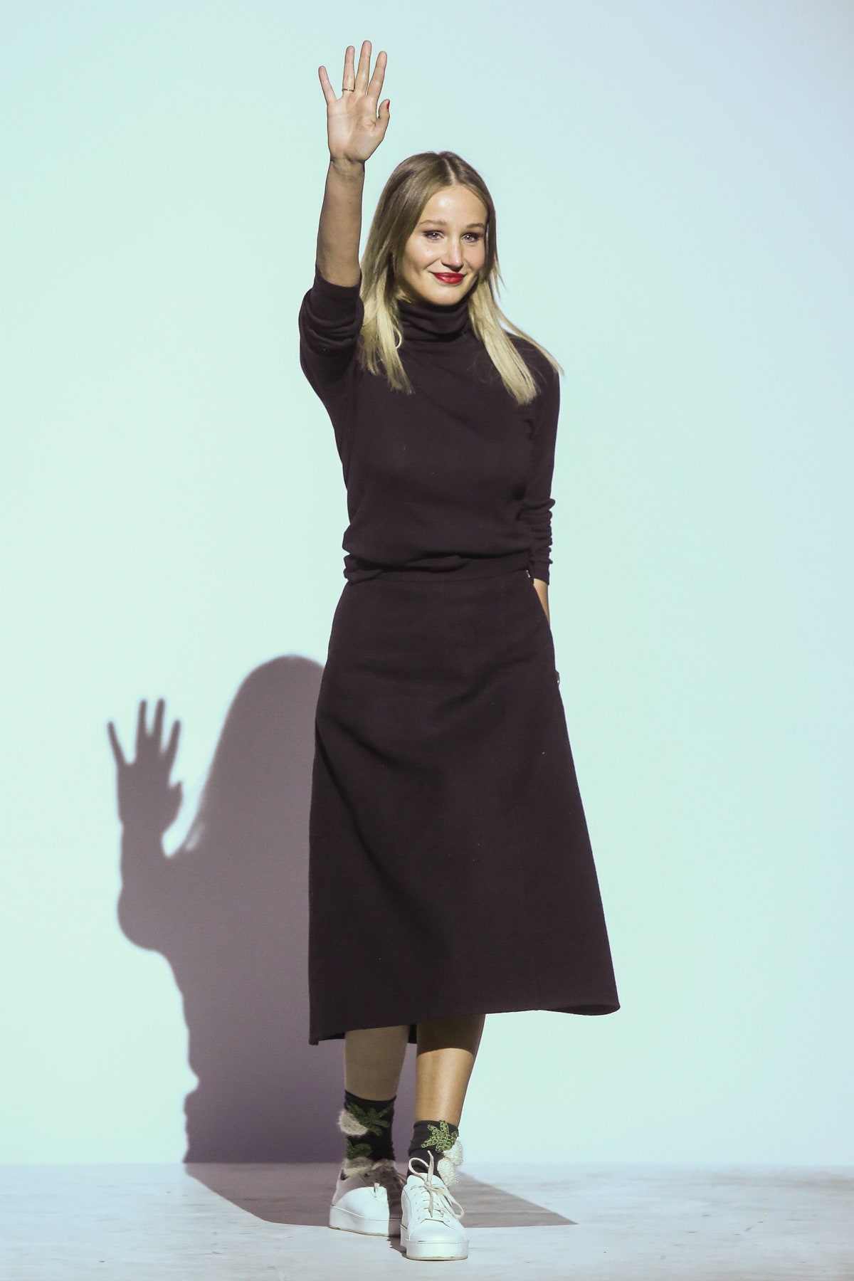 black midi dress with sneakers