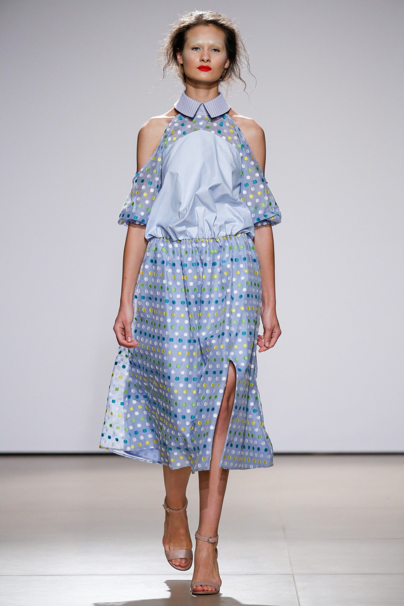 blue green printed midi dress