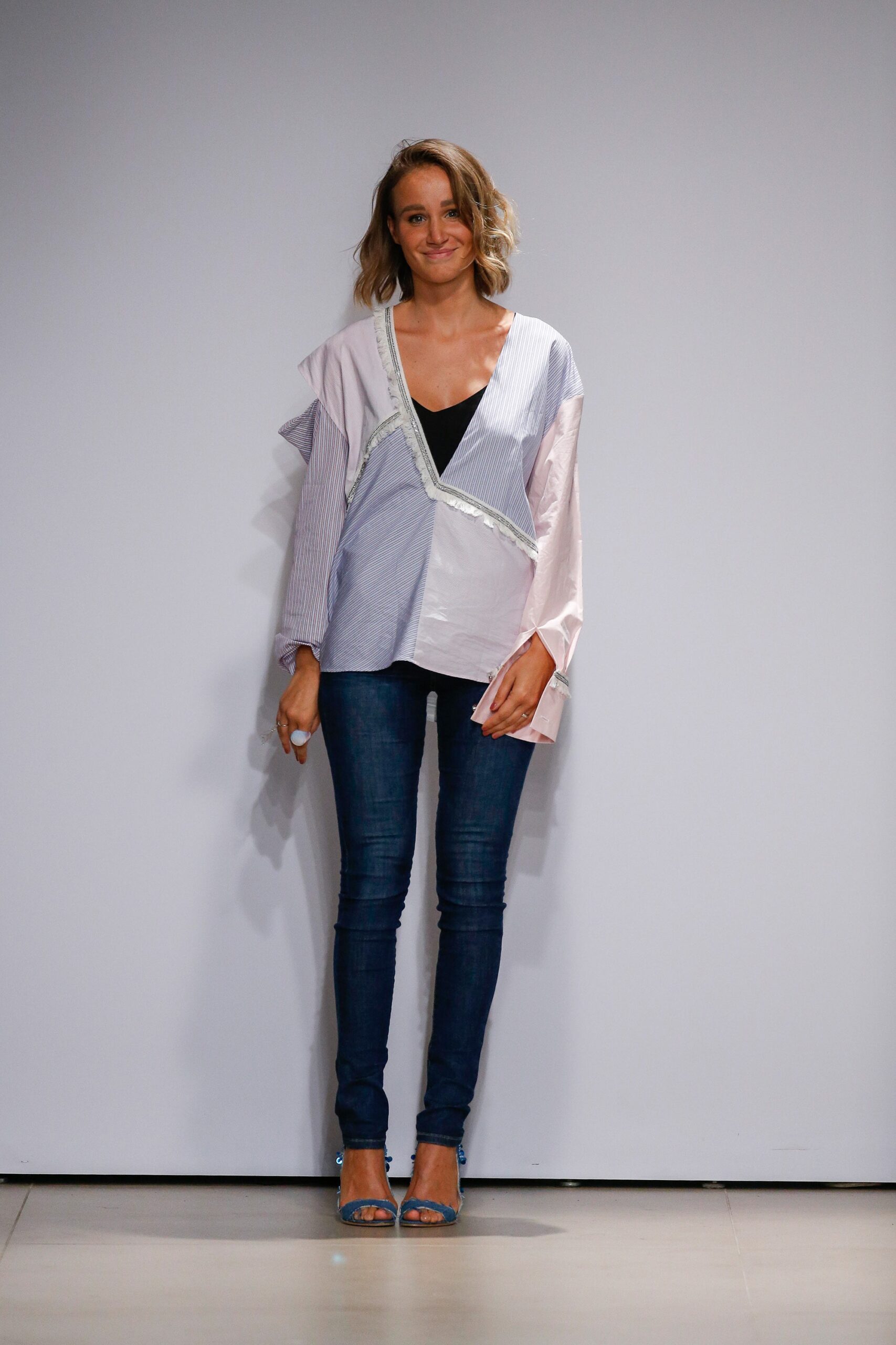 relaxed layered top with jeans