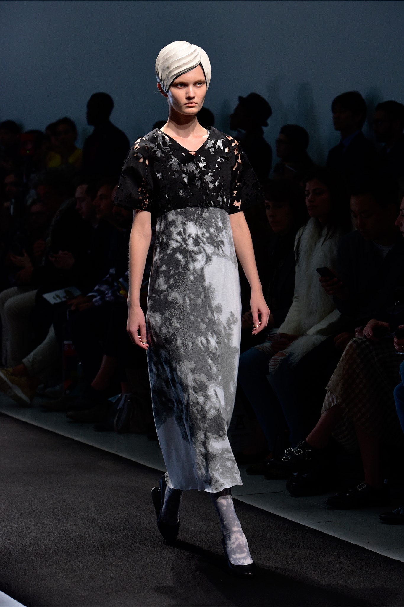 black and white floral midi dress