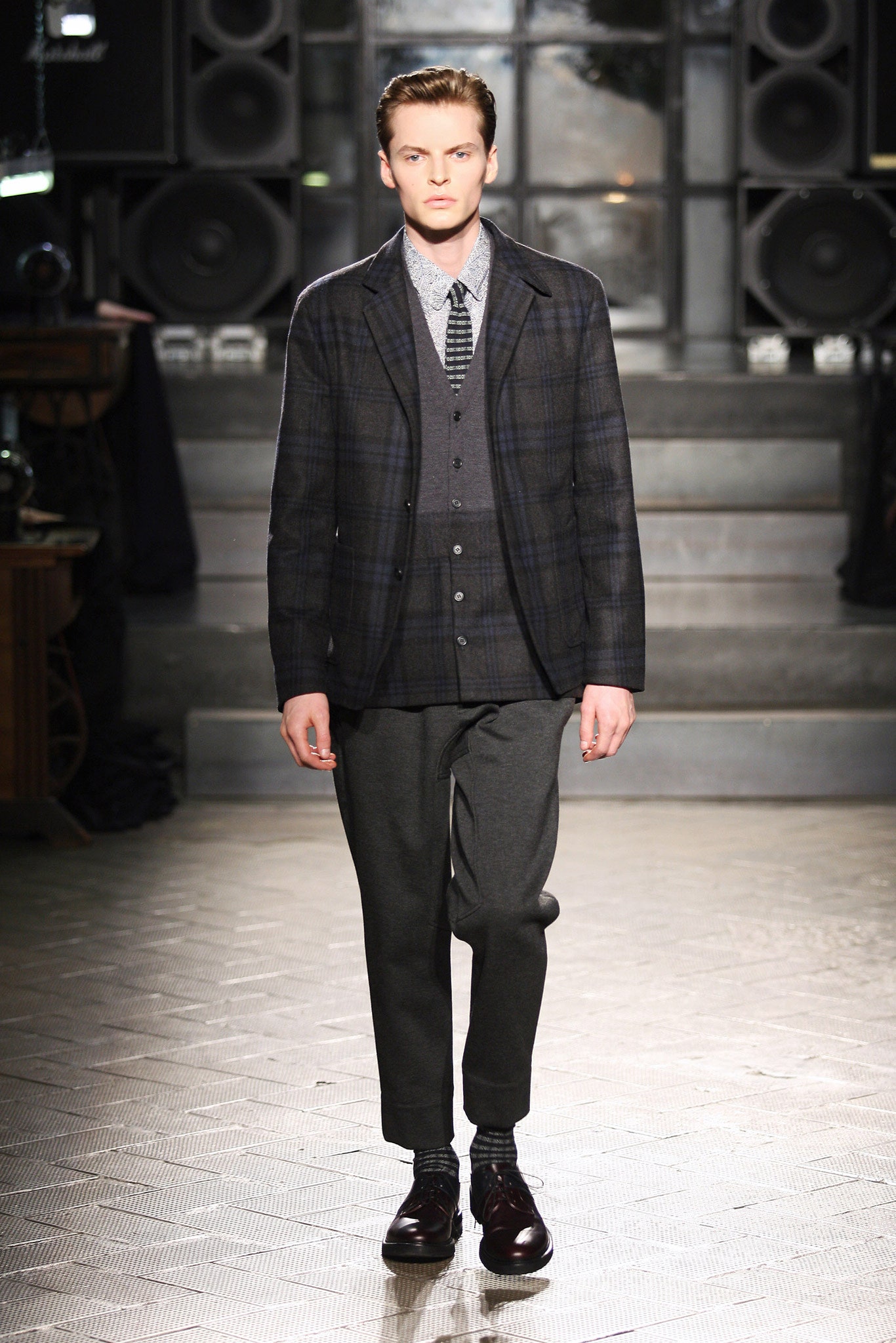 gray plaid blazer and vest