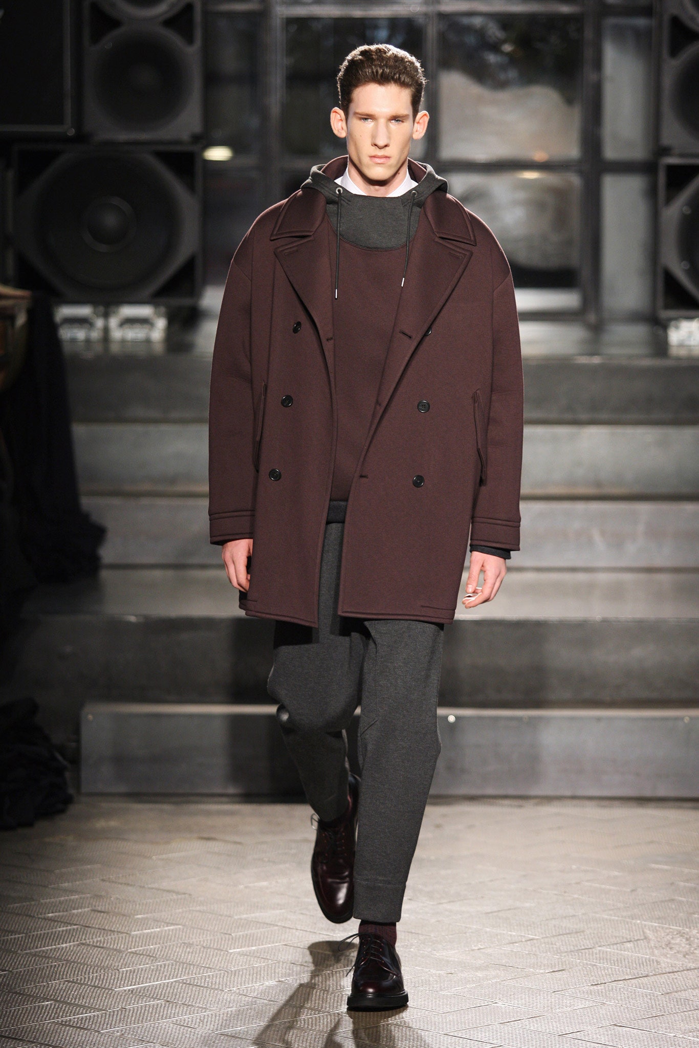 brown wool coat with hoodie