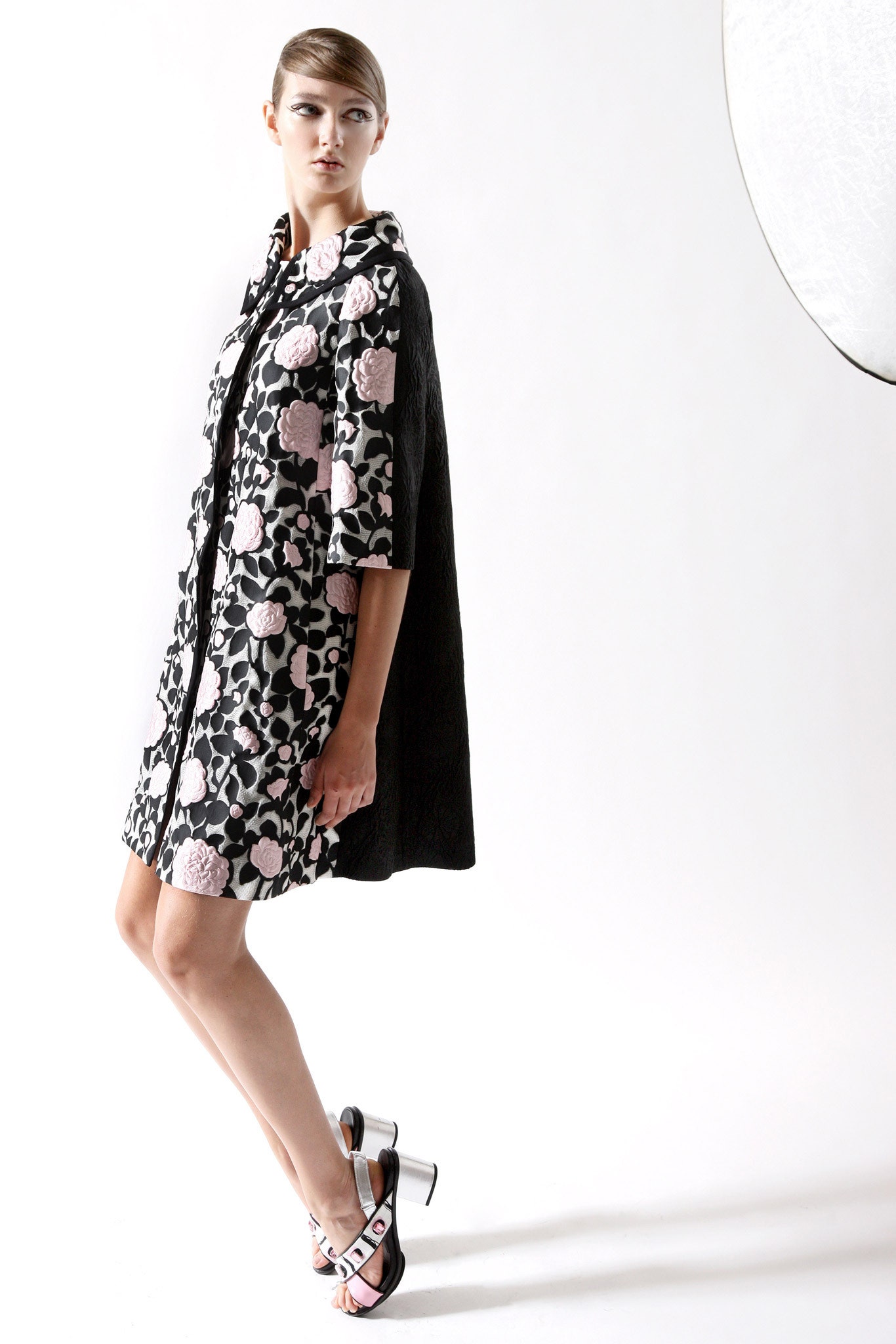 floral mini dress with cape
