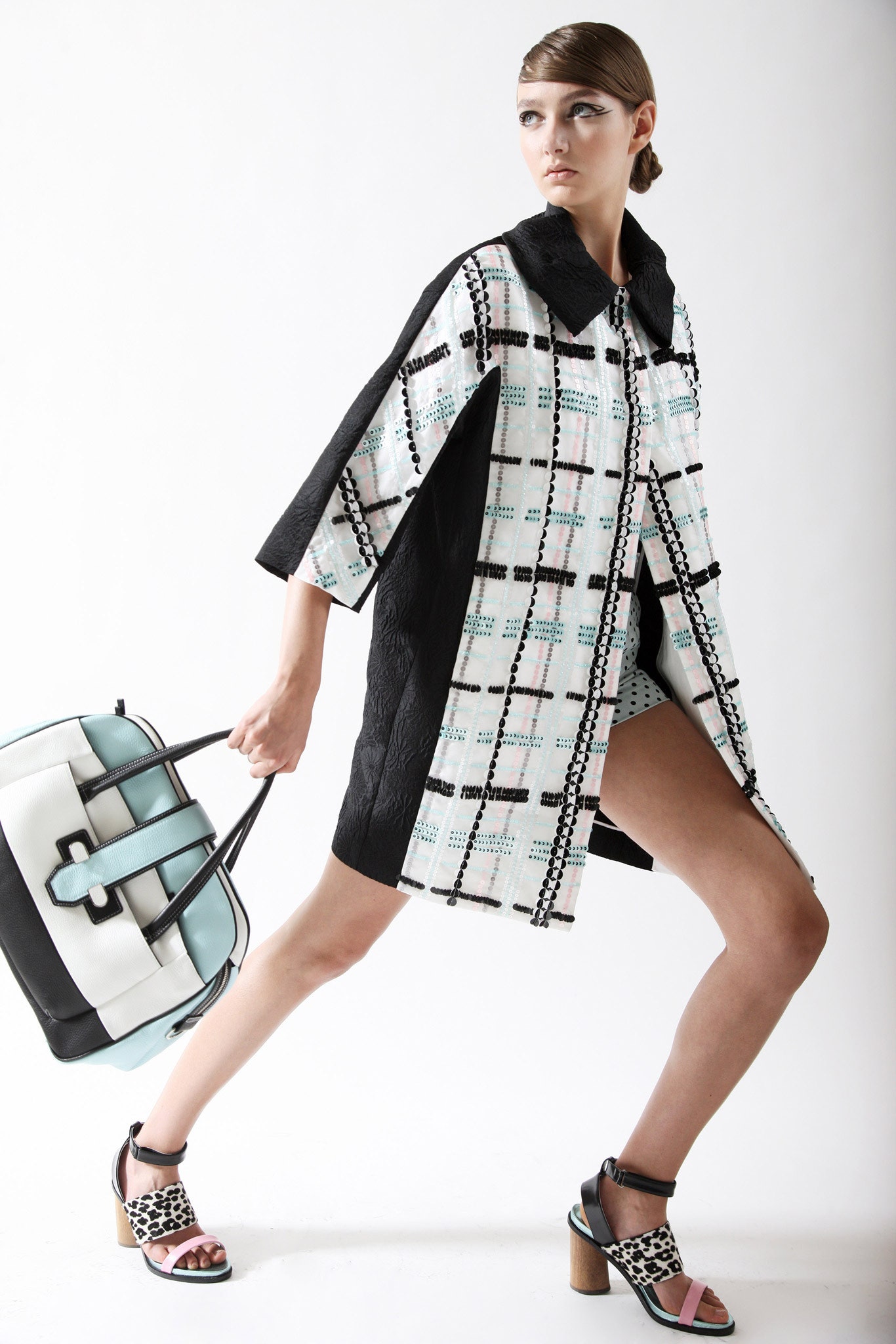 relaxed black and white coat