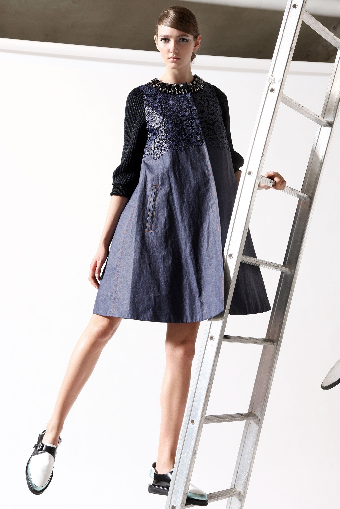 blue and black relaxed dress