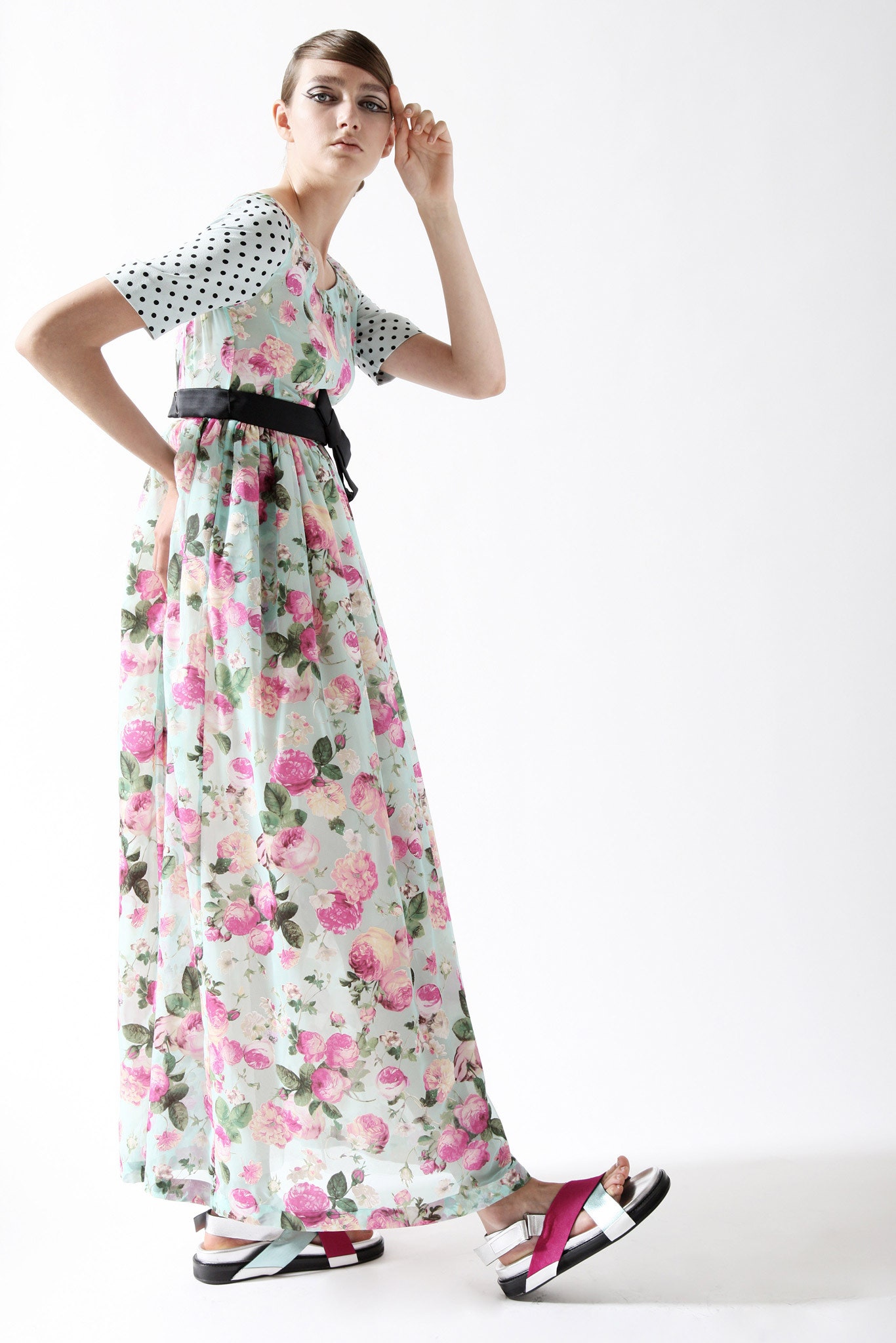 floral maxi dress with belt