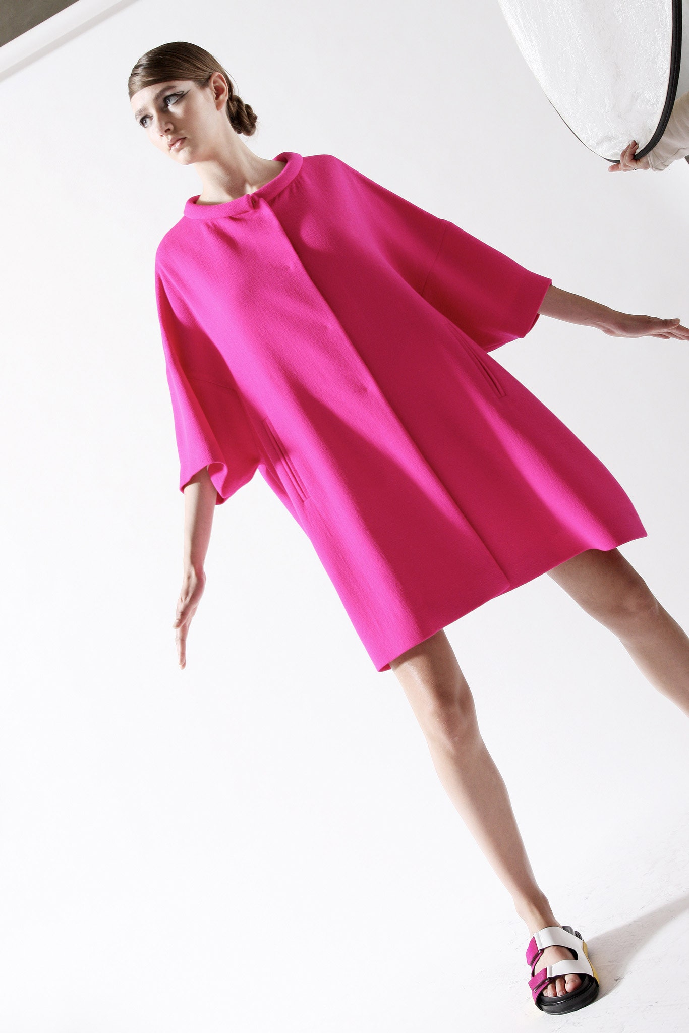 pink relaxed short-sleeve dress