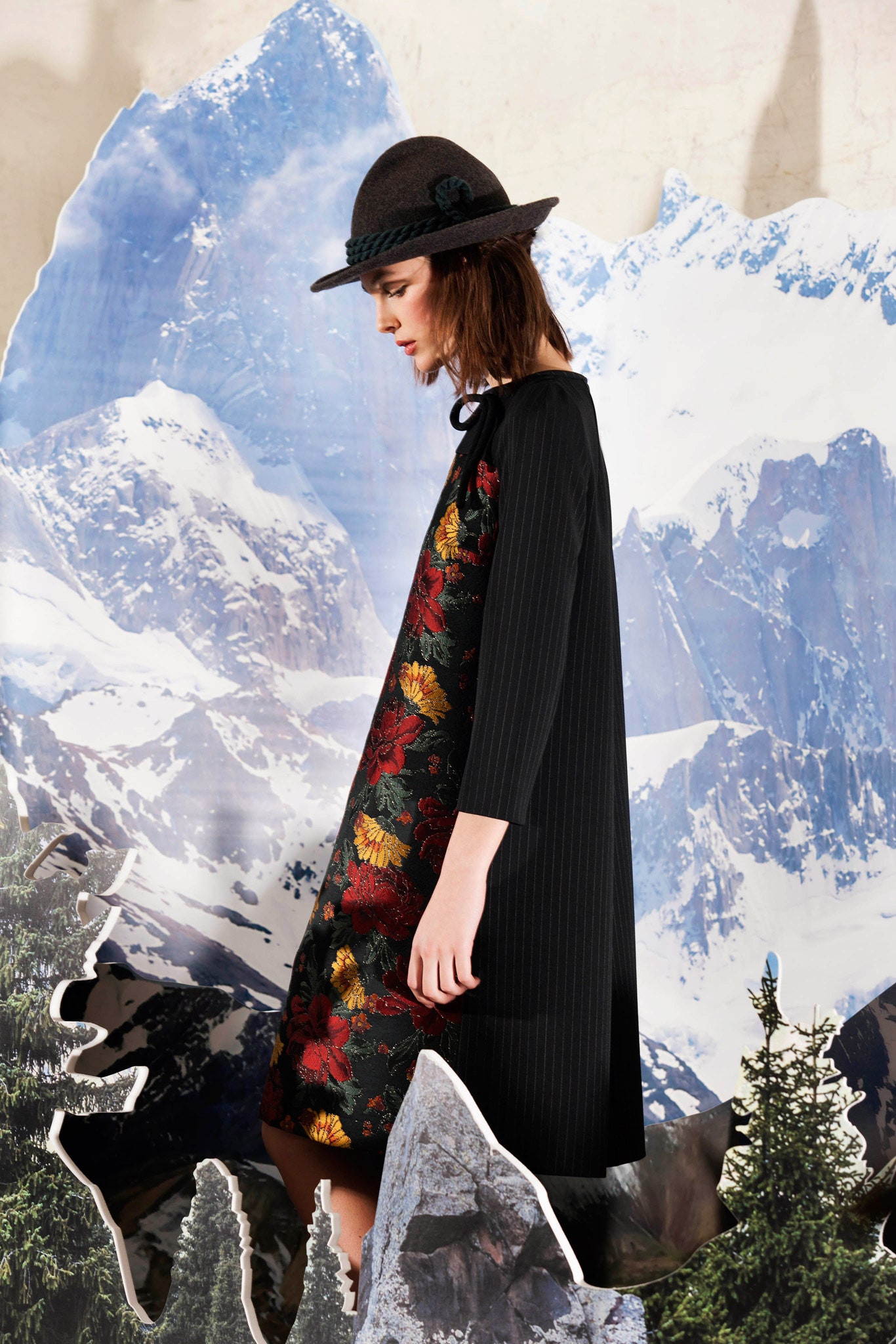 black midi dress with floral details