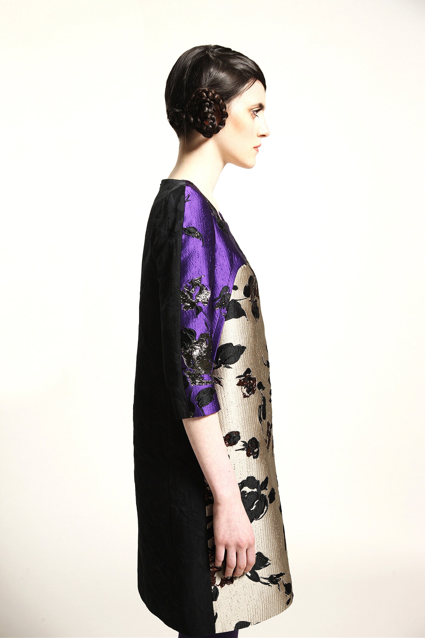 black purple beige printed dress