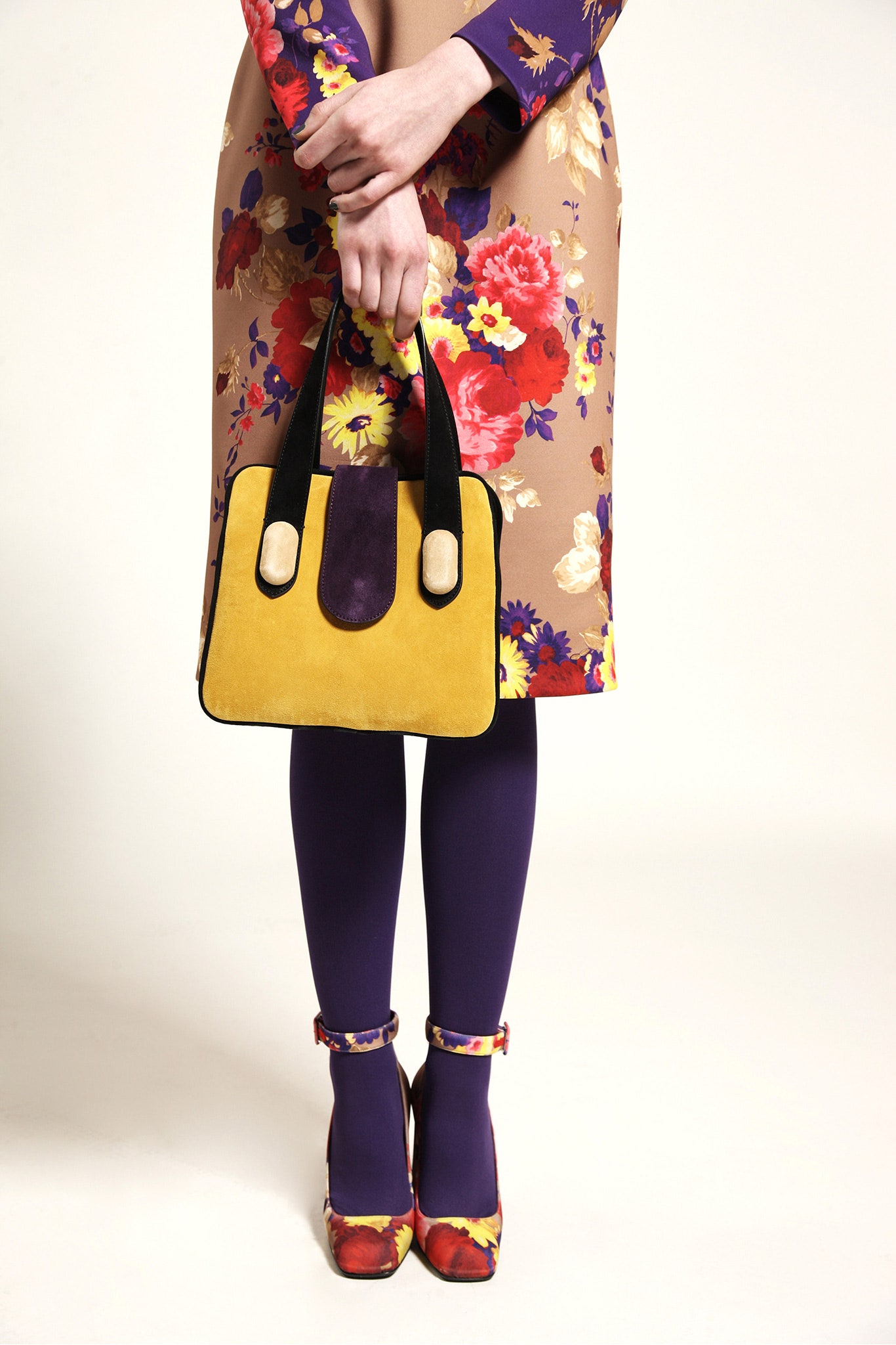floral midi dress with accessories