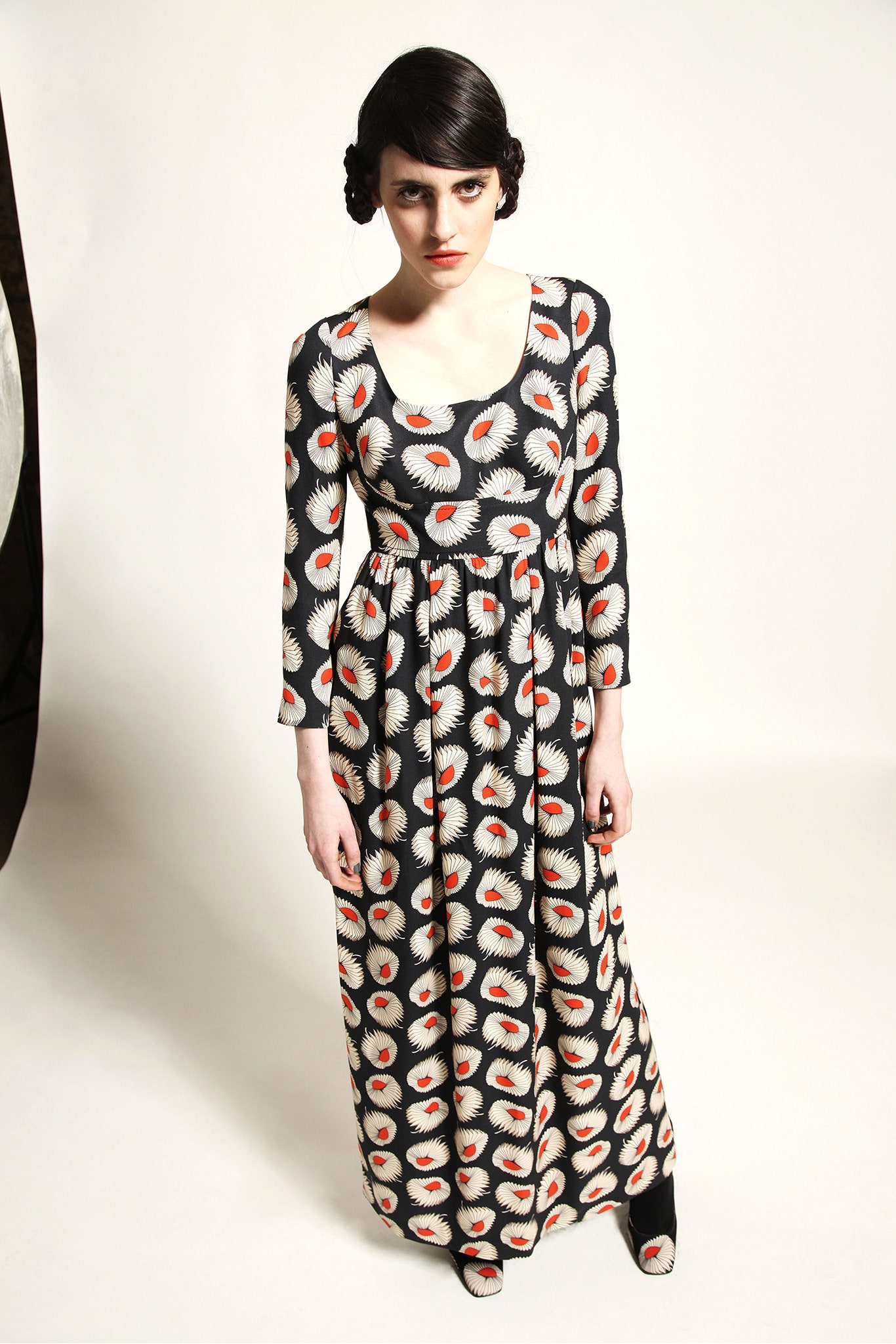 black and white printed maxi dress