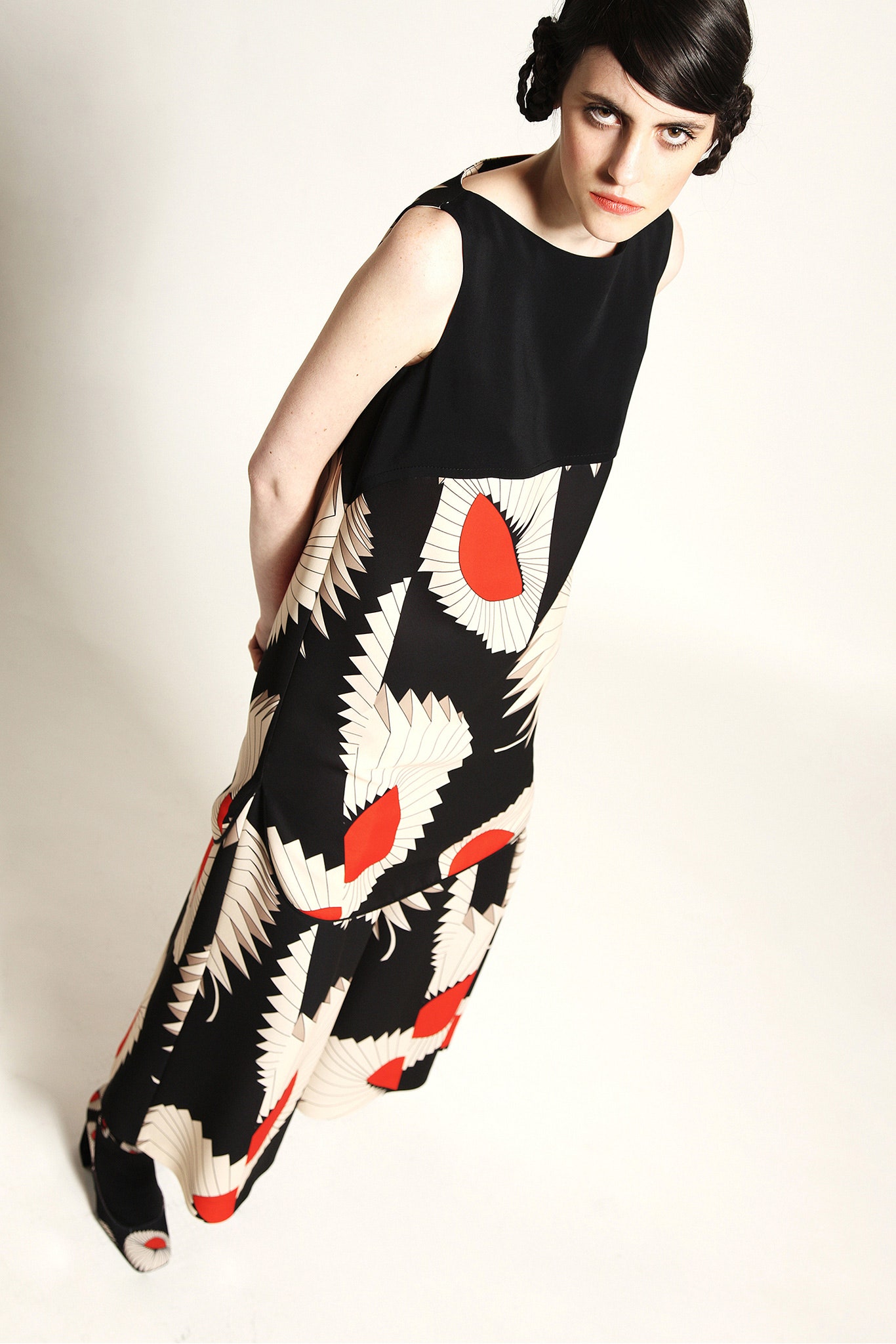 black and red printed jumpsuit