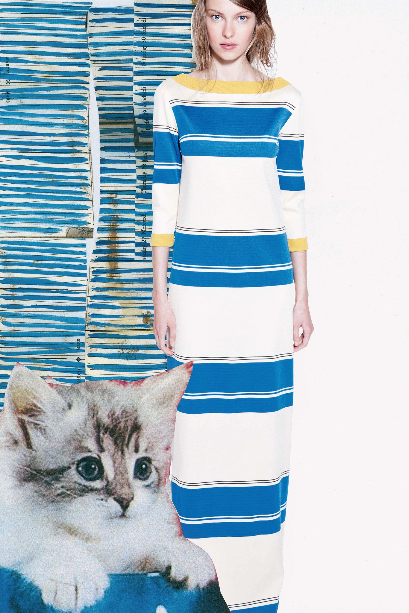 striped long-sleeve maxi dress
