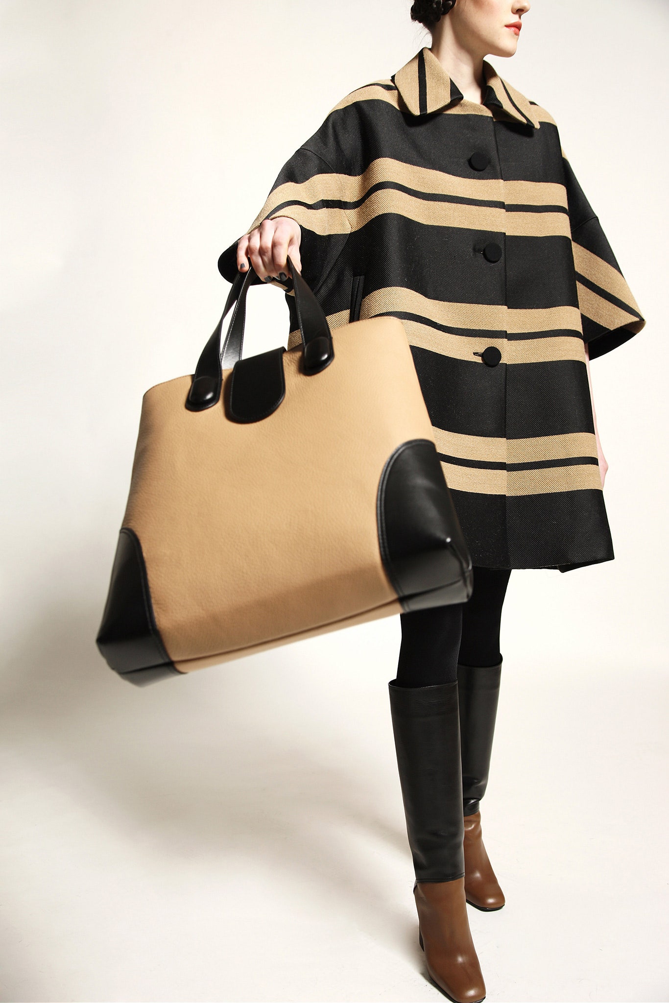 relaxed striped wool coat